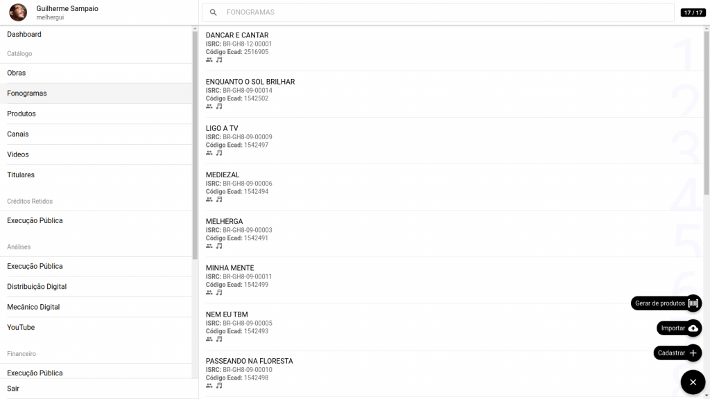 Cómo importar su informe analítico de grabaciones desde Ecad